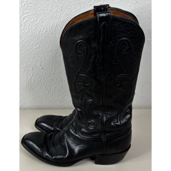 Luskeys Ryons Men 9.5 D Fort Worth Western Cowboy Dress Boots Black Leather EUC main image 12